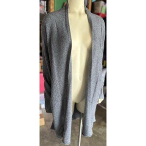 Tahari 2 Ply 100% Cashmere Pure Luxe Open Cardigan Sweater Grey Size Medium